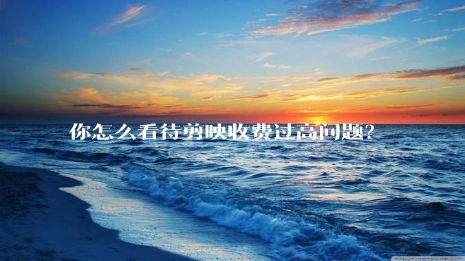 你怎么看待剪映收费过高问题?