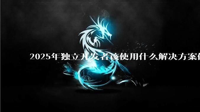 2025年独立开发者该使用什么解决方案做开发?前端和后端?