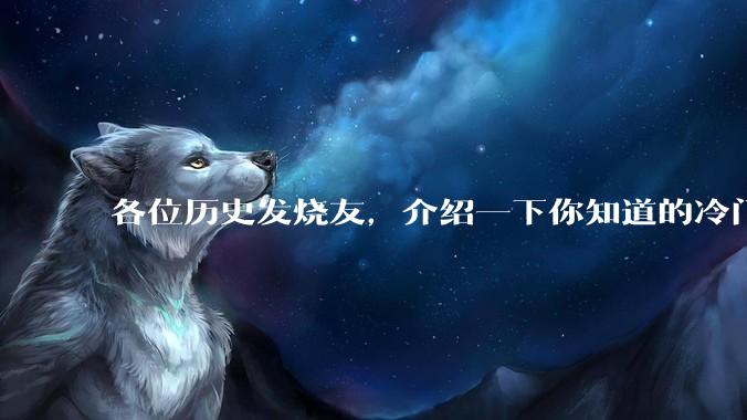 各位历史发烧友,介绍一下你知道的冷门史实或逆天史实?