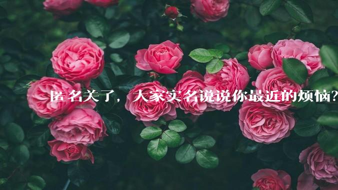 匿名关了,大家实名说说你最近的烦恼?