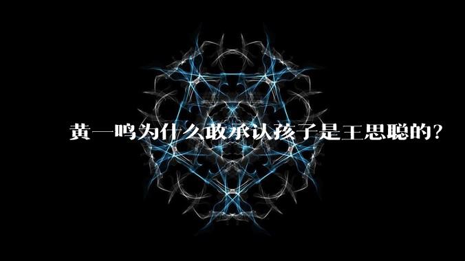 黄一鸣为什么敢承认孩子是王思聪的?