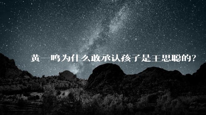 黄一鸣为什么敢承认孩子是王思聪的?